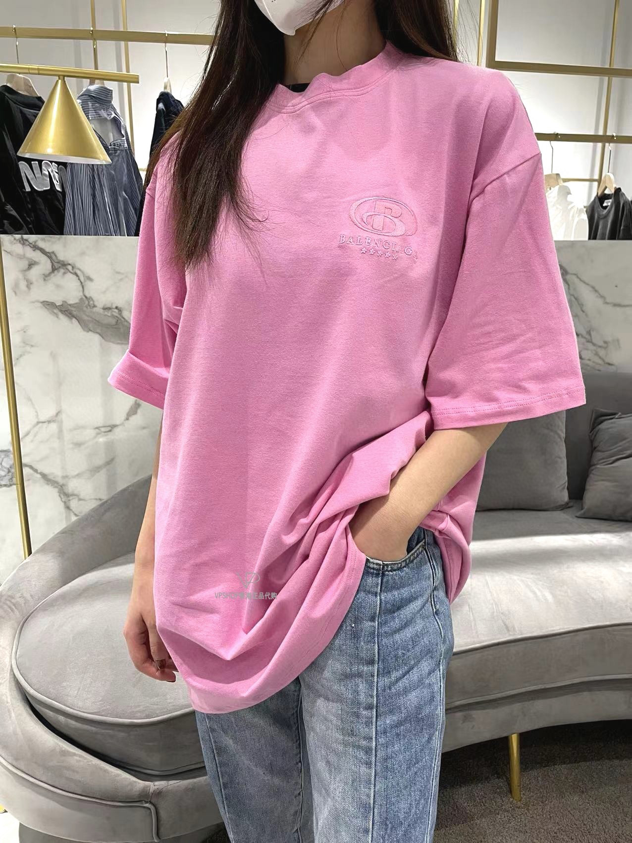 발렌시아가 남녀공용 반팔티